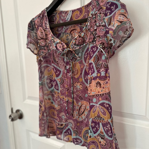 Pink Short Sleeves Bohemian Scrolls Smocked
Top Size 12 - Picture 3 of 8